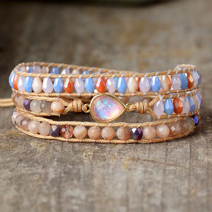 Boho Pink Heart Wrap Bracelet