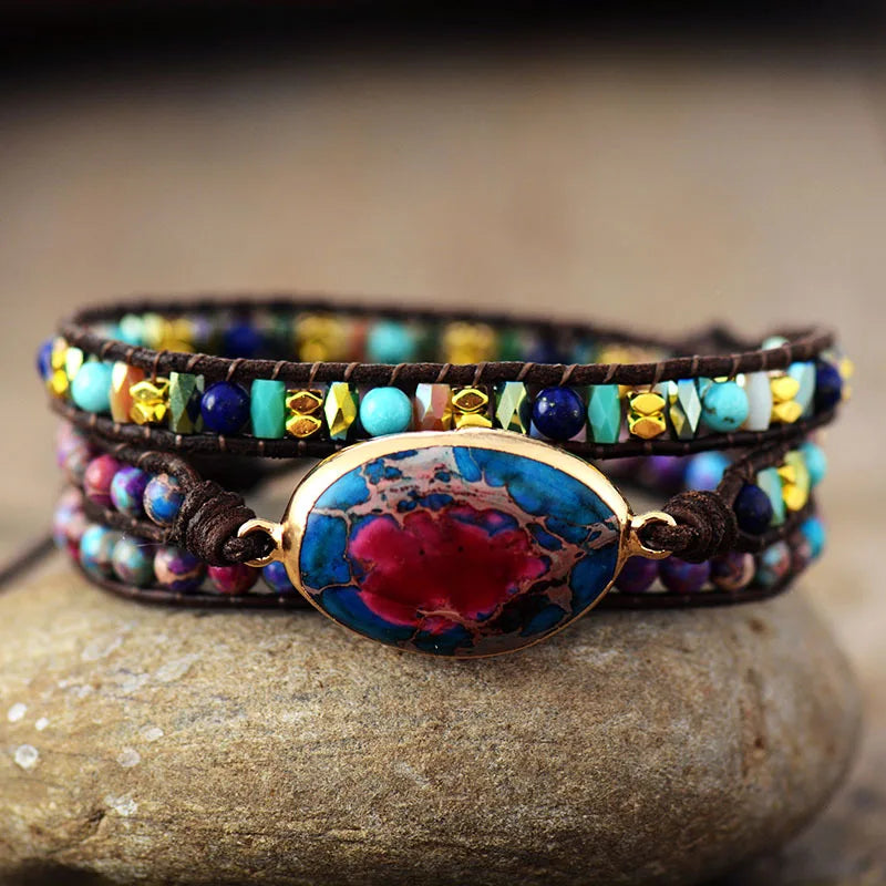 Boho Pink Heart Wrap Bracelet