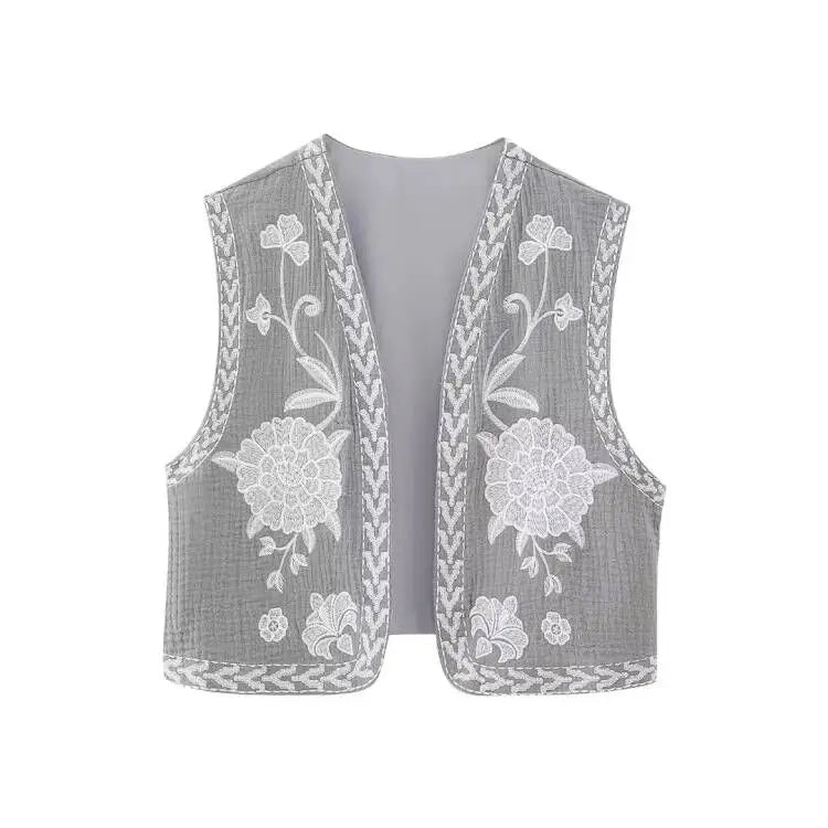 Vintage Floral Embroidered Vest