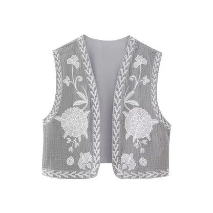 Vintage Floral Embroidered Vest