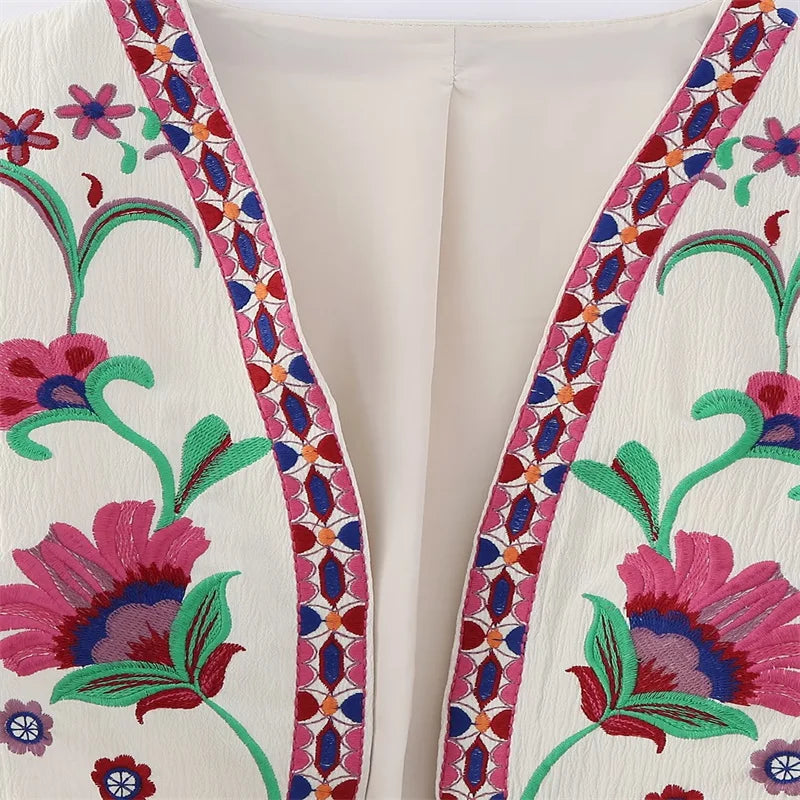 Vintage Floral Embroidered Vest