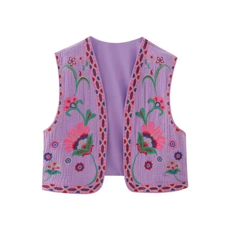 Vintage Floral Embroidered Vest