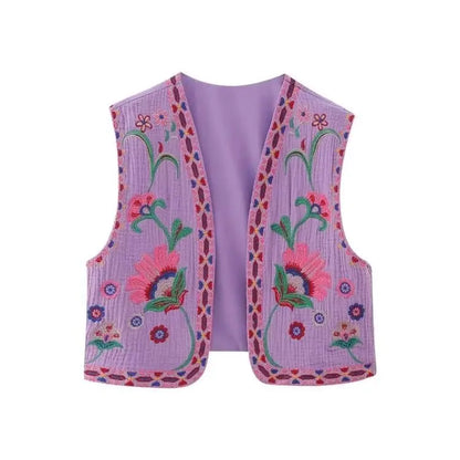 Vintage Floral Embroidered Vest