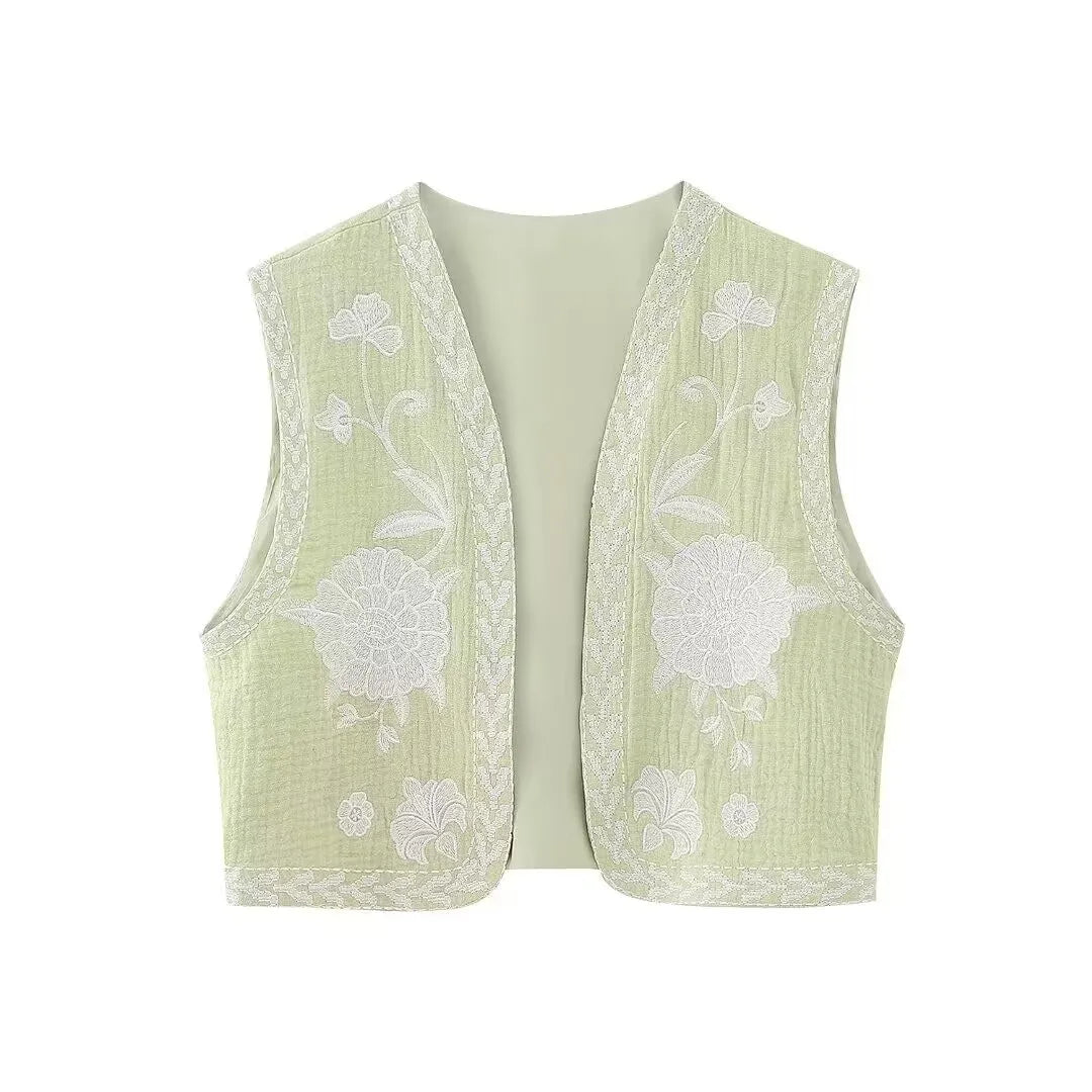 Vintage Floral Embroidered Vest