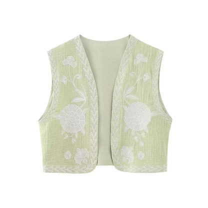 Vintage Floral Embroidered Vest