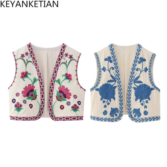 Vintage Floral Embroidered Vest