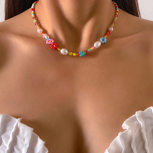 Baroque Pearl Flower Choker