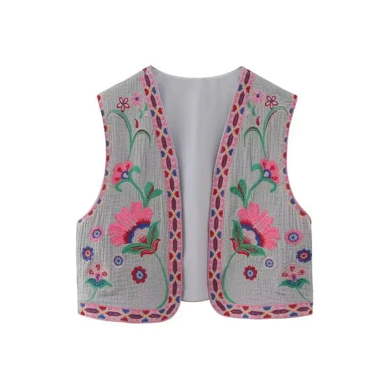 Vintage Floral Embroidered Vest