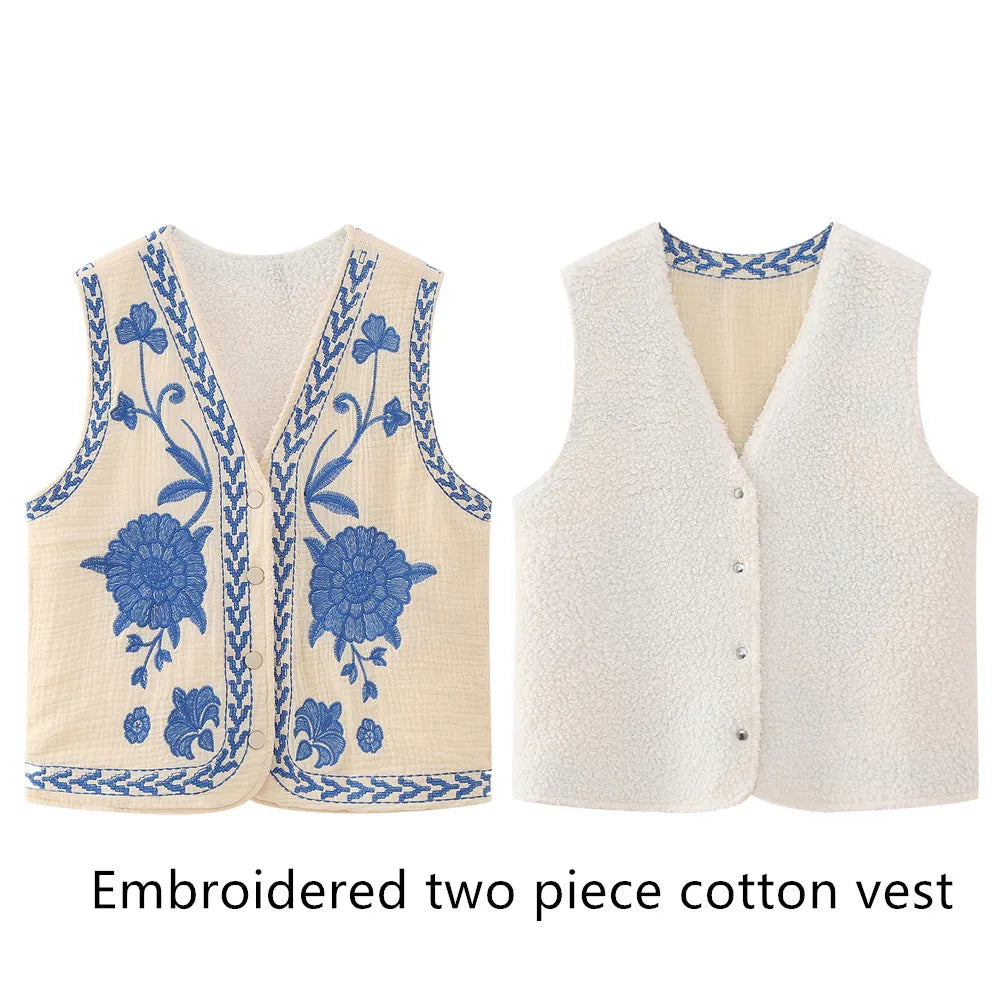 Vintage Floral Embroidered Vest