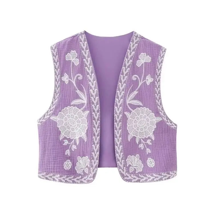 Vintage Floral Embroidered Vest