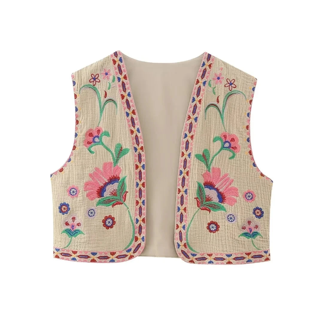 Vintage Floral Embroidered Vest