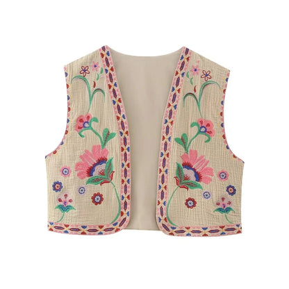 Vintage Floral Embroidered Vest